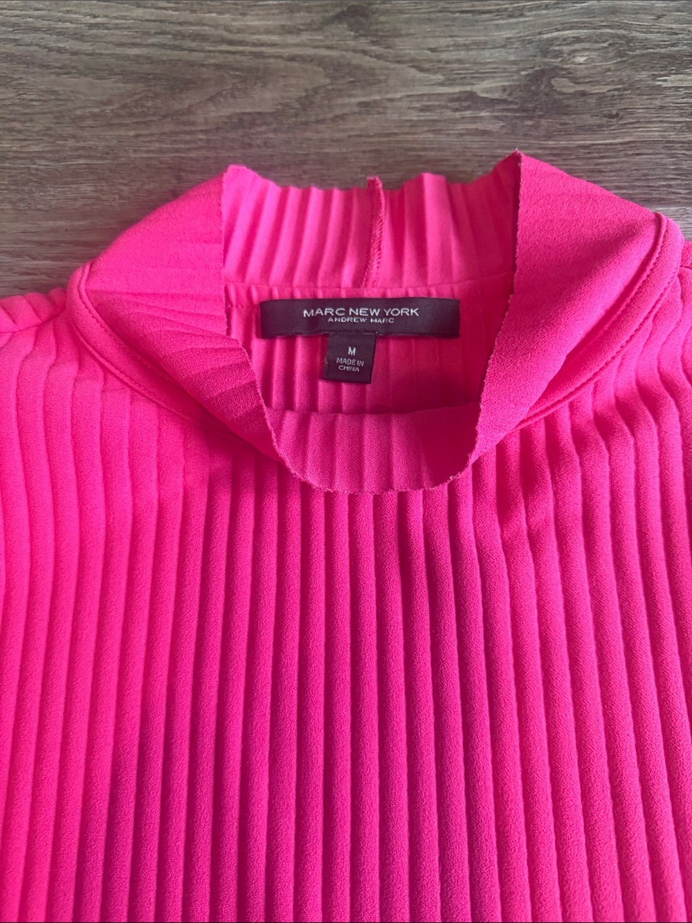 Marc New York Pleated Fuchsia High-Neck Top